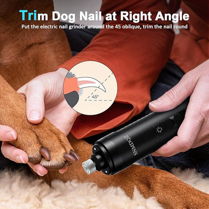 Dog Nail Grinder, Dog Nail Trimmers, and Clippers Kit with 2 LED Lights. Super Quiet Electric Pet Nail Grinder, Rechargeable, for Small, Medium, and Large Dogs & Cats, 2 Diamond Grinding Wheels.