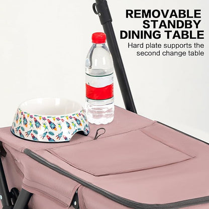 Pet Stroller Cat Dog Stroller Travel Folding Pet Carriers（Pink）