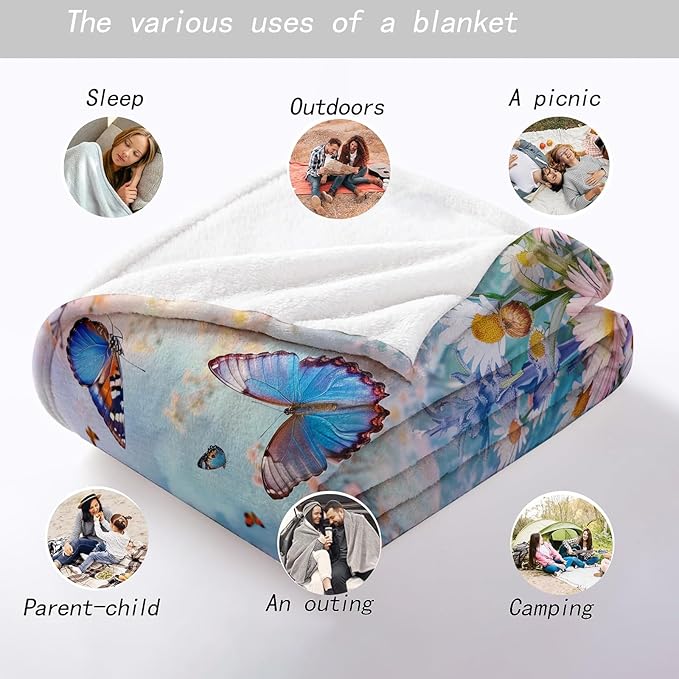 Enchanted Garden Butterflies Throw Blanket - Soft, Cozy, Lightweight Flannel - Warm, Plush, Fuzzy Decor for Couch, Office, Travel - Vibrant Flower and Butterfly 40×50 Inch