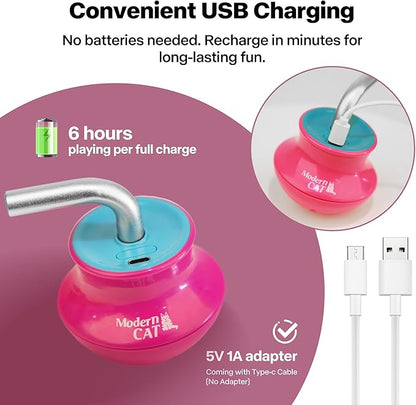 Cat Laser Pointer Toy for Bored Indoor Cats, Automatic Interactive Cat Toy, 360° Laser Rotation, USB Rechargeable, Wooble Base