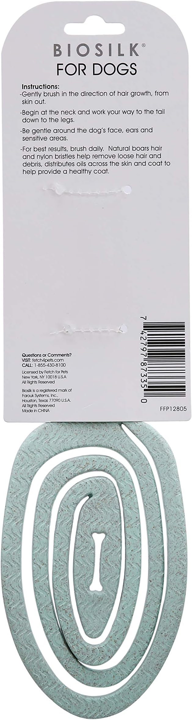 for Dogs Eco-Friendly Boar Hair Bristle Brush in Mint Green | Easy to Hold Ergonomic Handle Dog Brush for Shedding | Best Pet Brush for Dog Grooming