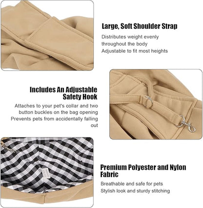 Small Dog Sling Cat Carrier Adjustable Strap Hands Free Pet Puppy Travel Bag Backpack Large Capacity Dog Carrying Bag with Side Pockets for Cats