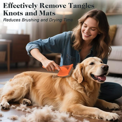 2PCS Slicker Brush for Dogs & Pet Comb,Professional Dog Grooming Brush (Goldendoodles,Poodles,Labradoodles) with Extra Long Pins to Effectively Remove Tangles, Knots and Mats (Orange Large)