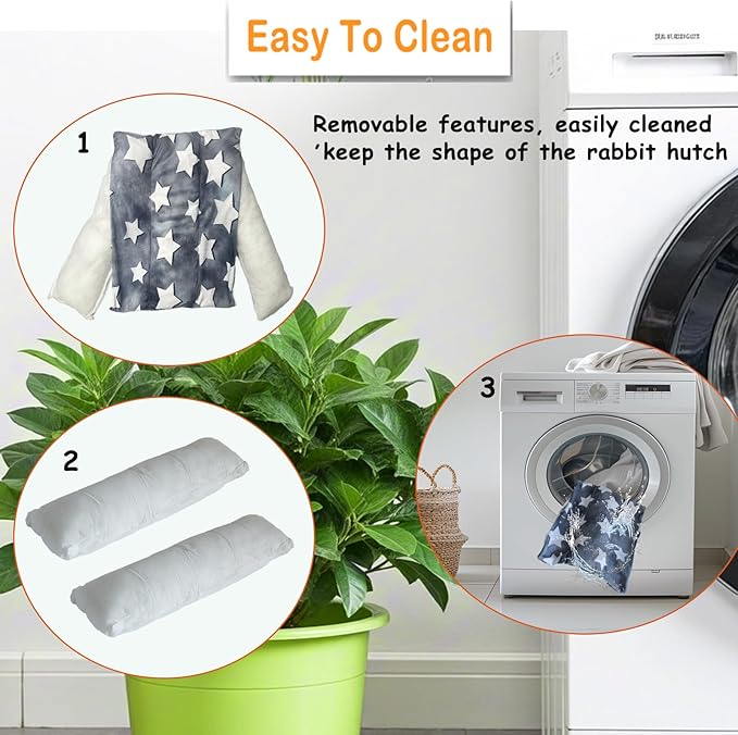 16.5 X 18in Removable and Washable Soft Rabbit Bed, Thickened and Softer Bunny Bed, Double-Sided Plush Rabbit Beds,Rabbits Concave Bed,Small Beds for Animals Indoor,Gray