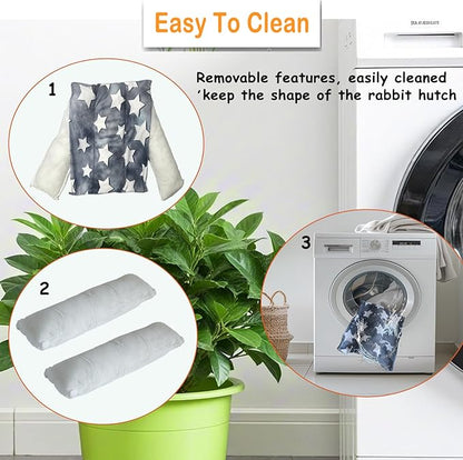16.5 X 18in Removable and Washable Soft Rabbit Bed, Thickened and Softer Bunny Bed, Double-Sided Plush Rabbit Beds,Rabbits Concave Bed,Small Beds for Animals Indoor,Gray