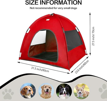 Red, Large Cat & Dog Waterproof Tent House - Washable Indoor/Outdoor Bed, Cave Nest for Small Pets