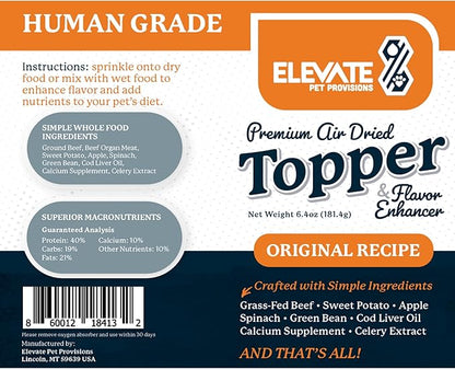 100% Human Grade - Dog Food Toppers for Picky Eaters - Air Dried, All Natural, USA Grass Fed Beef - Limited Ingredient, Grain Free - Seasoning, Meal Mixer, Dog Food Toppers for Dry Food – Beef