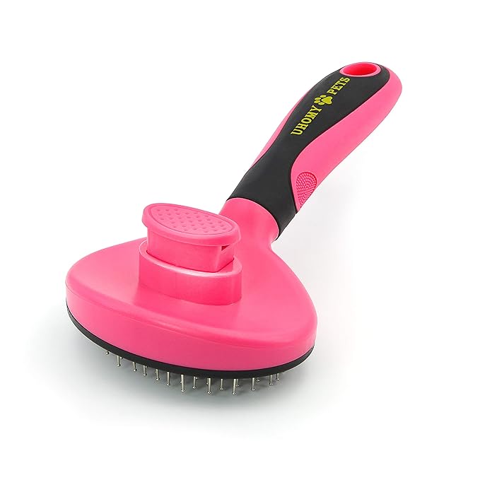 Uhomy Pets Self - Cleaning Slicker Brush Dog Comb Professional Pet Grooming Brush for Small, Medium & Large Dogs and Cats Regular Brushing For Sensitive Skin Remove Loose Fur Mats and Tangles, Brush B