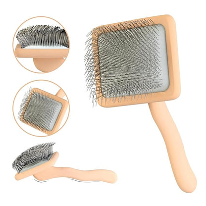 Dog Slicker Brush for Grooming Pet Hair, Beige, Long Haired Brush For Dogs (Poodles, Goldendoodles, Labradoodles), Long Pin Brush For Dematting