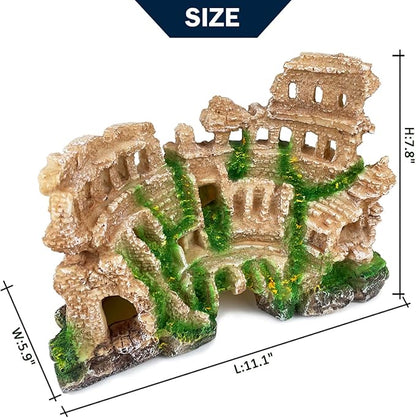 Antique Roman Column Ruin Aquarium European Castle Decoration for Fish Tank Castle Cave Hideouts Rocks Plants Supplies Accessories Safe for Freshwater and Saltwater Fish Tanks – Large