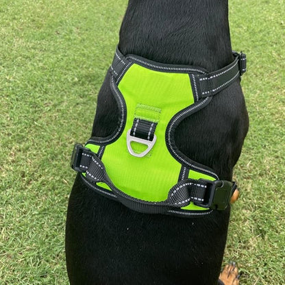 4Knines No Pull Dog Harness for Large Dogs  Adjustable Reflective Harness with Front & Back Leash Clips  Durable, Easy Control for Walks & Training (Yellow)