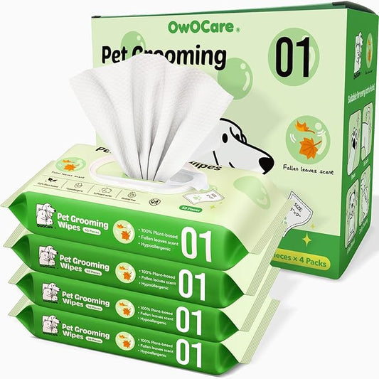 Dog Wipes for Paws and Butt, Plant-Based Large Pet Wipes for Dogs/Cats Hypoallergenic, 8X9 Inch Easy to Use Dog/Cat/Puppy Cleaning Grooming Wipes Gentle Degradable (200 Count, Fallen Leaves)