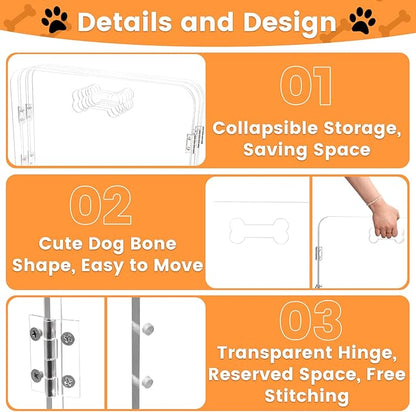 Acrylic Dog Playpen for House 4 Panels 80" W x 24" H Preassemble Foldable Clear Dog Gate Indoor with Handles, Free-Standing Pet Fence for Doorways Dog Pen for Small Dogs Puppy Cat Rabbit