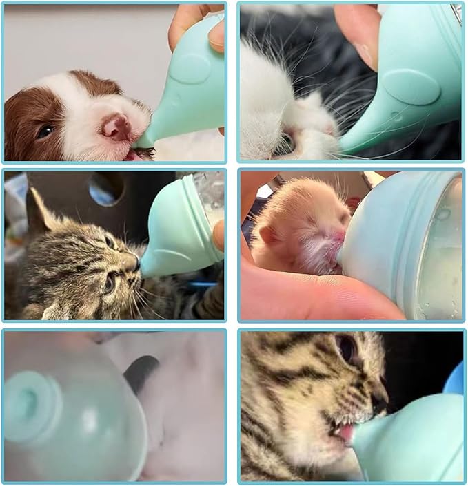 5 pcs Kitten Bottle Miracle Nipple for Kittens Anti-Choking Design for Newborn Kittens Puppies Small Animals (20ml)