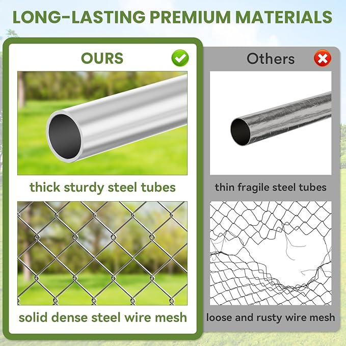 6.7 x 6.7 ft Dog Kennel Outside - Outdoor Dog Kennel with Roof, Heavy Duty Outdoor Dog Kennel with Rotating Feeding Bowls, for Medium Small Dogs