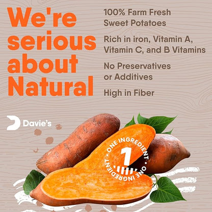 Davie's Sweet Potato Dog Treats Training - Bite Size Dog Treats for Small or Large Dogs, Dog Training Treats, Healthy Dog Treats Made in USA Only, Grain Free, Vegetarian Alternative to Rawhide Chews