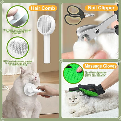 Cat Starter Kit 37pcs Essentials & Suuplies - Included Cat Litter Box, Pet Carrier Bag, Grooming Tools, Catnip Toys and More Stuffs for All Life Stages Pets Indoor Outdoor,Gift