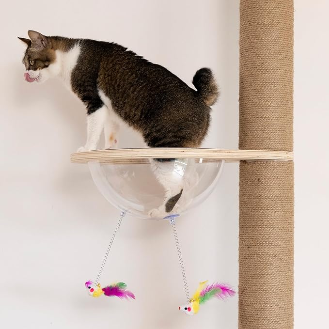 Floor to Ceiling Cat Tree Height (50-120 in) Adjustable Cat Tower 5 Tier Hemp Scratching Post High Cat Tree Sturdy Activity Tree Indoor Outdoor Cat Scratching Post Activity Center