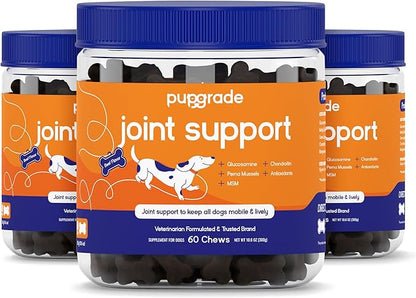 PupGrade Joint Support Supplement for Dogs - Natural Glucosamine Chondroitin with MSM - Hip & Joint Pain Relief - Recommended for Hip Dysplasia, Arthritis & Joint Disease - USA Tested - 180 Chews