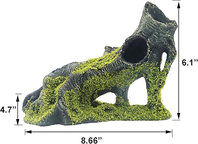 Aquarium Artificial Tree Hole Resin Aquarium Ornament, Resin Tree Stump Branch for Reptile Habitat Decoration, Tree Trunk Fish Tank Decoration Aquarium Hideaway Rock Cave House Hide Hut