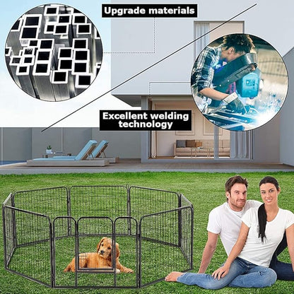 BestPet | Dog Playpen | 32 Inch, 8 Panels | Heavy Duty Metal Pet Exercise Pen | Indoor Outdoor Fence Panels | Rust-Resistant, Removable, Tool-Free Setup | Anti-Skid, Expandable Design