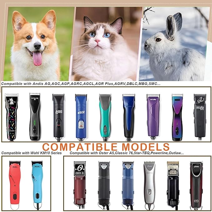2PCS 10 Blades Dog Grooming Blades Compatible with Andis Dog Clippers Blades,Dog Clipper Blades Compatible with Oster A5,Wahl km10 Dog Clippers,Stainless-Steel Blade Sharp