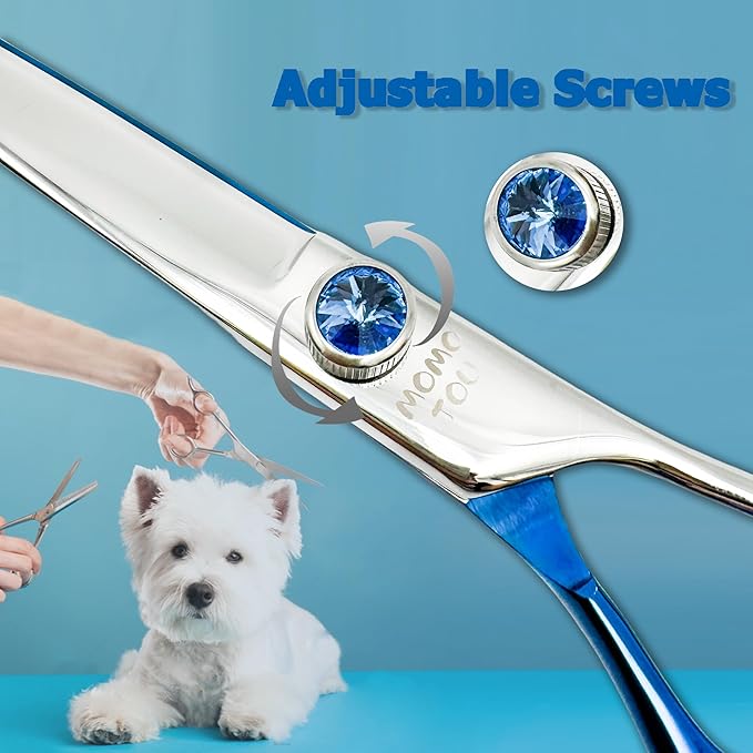 7 inches Professional Thinning Dog Grooming Scissors Made of Japanese Advanced Stainless Steel Pet Shears with Diamond Adjustable Screw for Dogs and Cats
