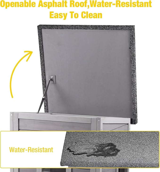 Aivituvin Outdoor Heated Cat House, Two-Story Feral Cat Shelter, Wooden Cat Condos, Weatherproof Cat Enclosure for Winter with Escape Doors