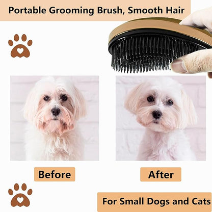 Puppy Brush, Soft Dog Brush for Grooming, Puppy Hair Remover Brush Comb, Grooming Tool for Poodles,Teddy, Yorkies, Maltese, Shih Tzu, Chihuahua, Gold