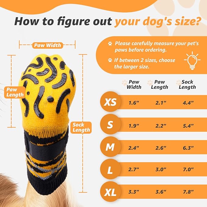 Reflective Dog Socks to Prevent Licking Paws, Dog Paw Protector, Hardwood Floors Anti Slip, Non Slip Dog Socks with Grippers, Dog Booties and Paw Protectors for Indoor Use X-Small