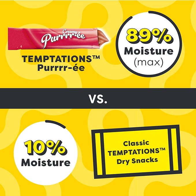 Temptations Creamy Puree Squeezable Lickable Wet Cat Treats with Beef Liver, 0.42 oz. Tubes, 16 Count