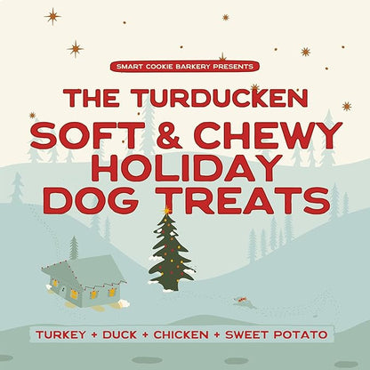Smart Cookie Turducken Holiday Dog Treats - Turkey, Duck and Chicken Christmas Dog Treats - Healthy, All Natural, Grain Free, Human-Grade - Made in USA - 5oz (Pack of 3)
