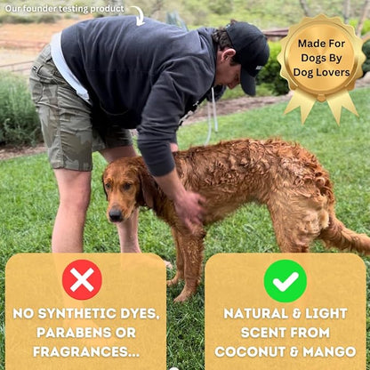 Natural Pet Shampoo - No. 40 Premium 6 in 1 Oatmeal Shampoo for Dogs - Moisturize, Deodorize & Soothe Sensitive Skin - Coconut, Aloe & Almond Oil Dog Wash & Pet Care