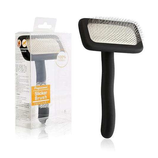 Fenice Peak Slicker Brush for Dogs Black Wooden Dog Brush Pet Comb for Poodles Goldendoodles Easy to Remove Tangles Dirt and Loose Hair Professional Dog Grooming Brush