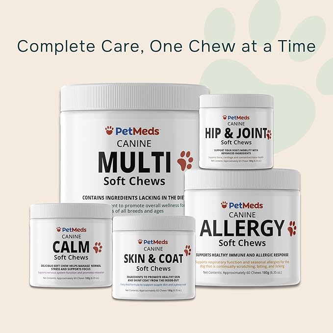 PetMeds Multivitamin Supplement for Dogs - Daily Vitamin with Kelp, Spirulina, Ashwagandha, Glucosamine & Probiotics for Immune, Joint, Skin & Gut Health - Beef & Sweet Potato Flavor - 60 Soft Chews