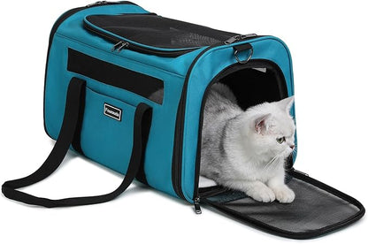 Cat Soft-Sided Carriers,Small Dog Travel Carriers,Small Animal Rabbit Carrying Case,TSA Airline Approved Pet Carrier（Blue）