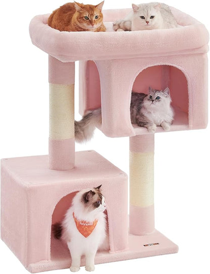 Feandrea Cat Tree, 39.8-Inch Cat Tower, XL, Cat Condo for Extra Large Cats up to 44 lb, Large Cat Perch, 2 Cat Caves, Scratching Post, Jelly Pink UPCT614P01