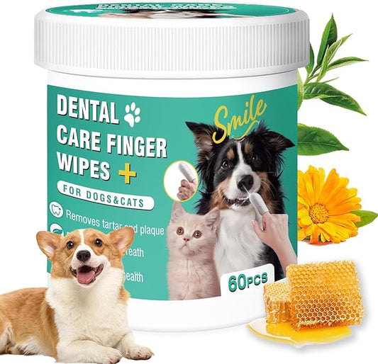 Dog Teeth Cleaning Wipes, Pre-Soaked Pet Tooth Finger Wipes, Soothing Cleaning Pet Teeth, Reducing Tartar and Plaque, Freshening Breath, Maintaining Your Dog's Oral Health