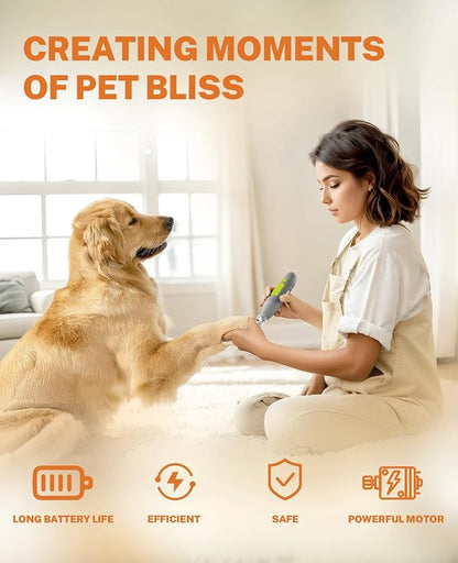 Toozey Dog Nail Grinder for Large Dogs, Real 12,000 RPM & 3-Speed, with Dust Cap and LED Light, Professional Electric Dog Nail Trimmer for Medium & Small Dogs, USB Rechargeable Pet Toenail Grinder