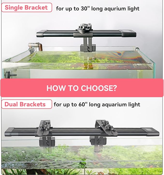 hygger Aquarium Light Riser Fits 957 978 999 918, Universal Fish Tank Light Holder Adjustable Led Aquarium Light Mounting Bracket, Sturdy Aluminum Ultra Wide Base1.7''
