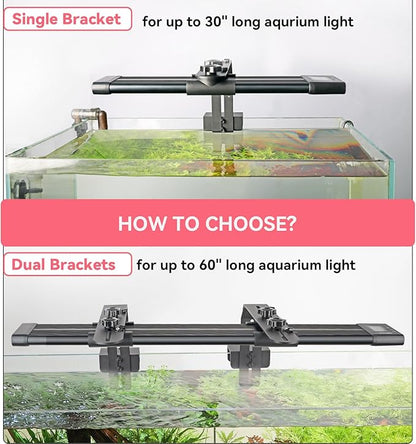 hygger Aquarium Light Riser Fits 957 978 999 918, Universal Fish Tank Light Holder Adjustable Led Aquarium Light Mounting Bracket, Sturdy Aluminum Ultra Wide Base1.7''