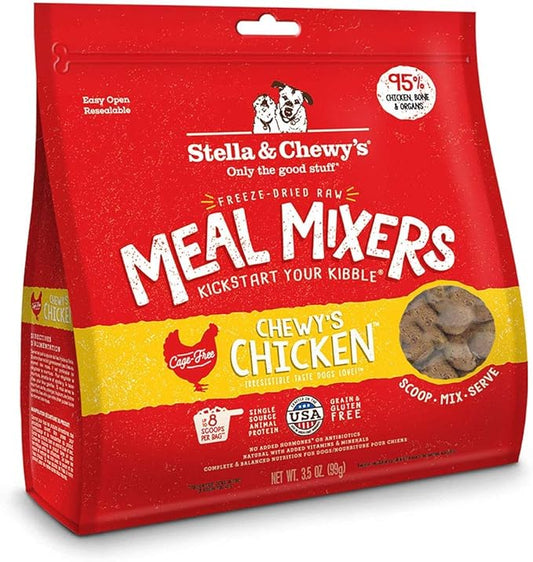 Stella & Chewy's Freeze Dried Raw Chewy_ Chicken Meal Mixers  Dog Food Topper for Small & Large Breeds  Grain Free, Protein Rich Recipe  3.5 oz Bag