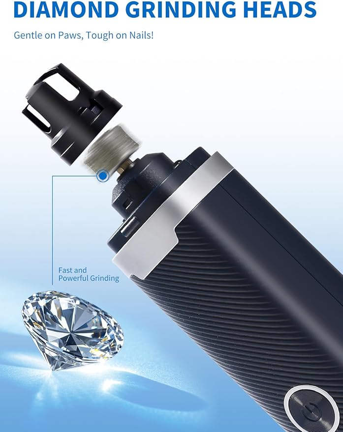 Dog Nail Grinder, 3-Speed Electric Pet Nail Trimmer with LED Lights, Rechargeable Toenail Grinder for Small Medium Large Dogs (Blue)