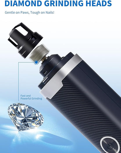 Dog Nail Grinder, 3-Speed Electric Pet Nail Trimmer with LED Lights, Rechargeable Toenail Grinder for Small Medium Large Dogs (Blue)