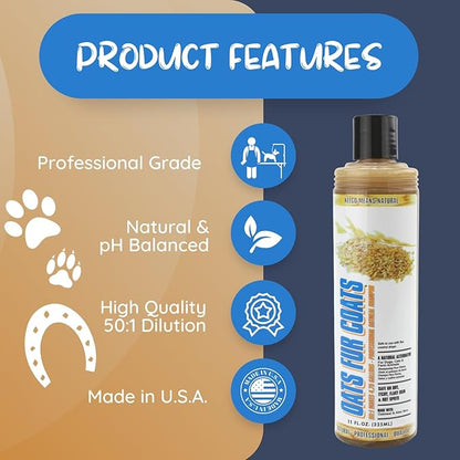 Kelco by Laube Deep Cleaning Pet Shampoo - Oats Fur Coats Oatmeal Shampoo for Itchy Dry Skin - Natural, Hypoallergenic, Biodegradable Formula for Dogs, Cats, and Pets (50:1 Concentrated, 11 fl oz)