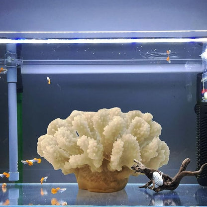 PINVNBY Artificial Coral Ornament Underwater Sea Plants Decorations Craft Resin Aquarium Plants for Fish Tank Decor Landscape (White)