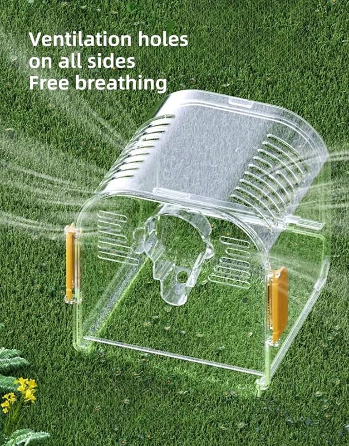 Portable Plastic Bird Cages Lightweight Waterproof Ventilated Travel Bird Cage for Pets Ideal for Outdoor Use Easy to Carry Bird Carrier Perfect for Small Birds and Budgies (Yellow)