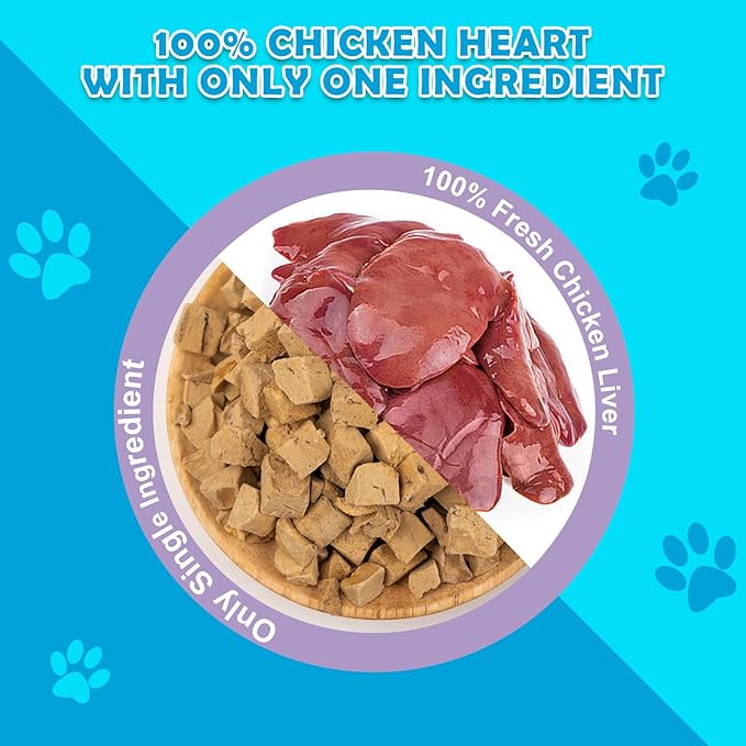 Chicken Liver Dog Treats - Freeze Dried Liver Treats Organic Single Ingredient All Natural Grain-Free Perfect for Training Topper or Snack（4.5oz）