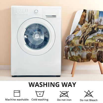 Elephants Throw Blanket - Ultra Soft, Cozy Plush Flannel - Lightweight, Warm, and Fuzzy, Perfect for Couch, Office, or Travel - Fluffy, Decorative Home Accessory 40_50 Inch