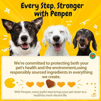 PENPENPET Hip and Joint Supplement for Dogs with Glucosamine for Dogs Chondroitin, MSM, and Turmeric to Support Joint Health, Promote Mobility (Chicken Chews, 180ct)